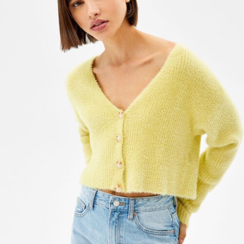 Fuzzy Button-Up Cardigan