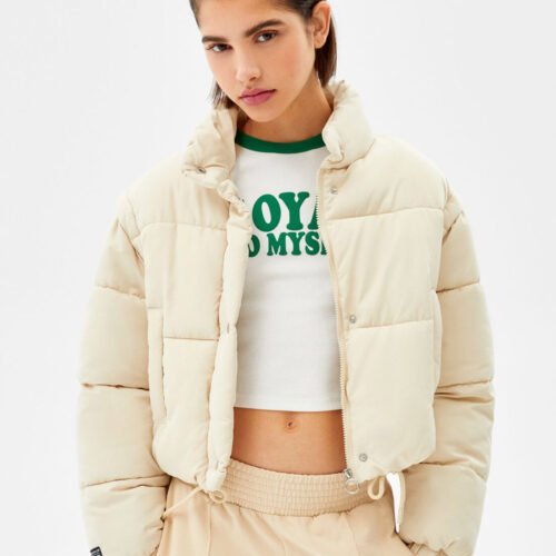 Short Nylon-Effect Puffer Jacket