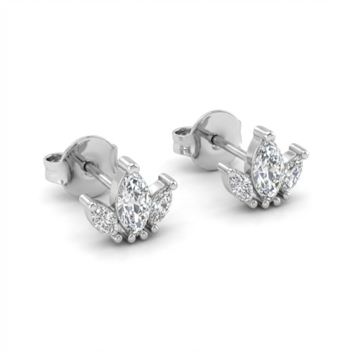 Brinco Flor com Zircônias em Ródio Branco – Delicado, Antialérgico com Tarraxa