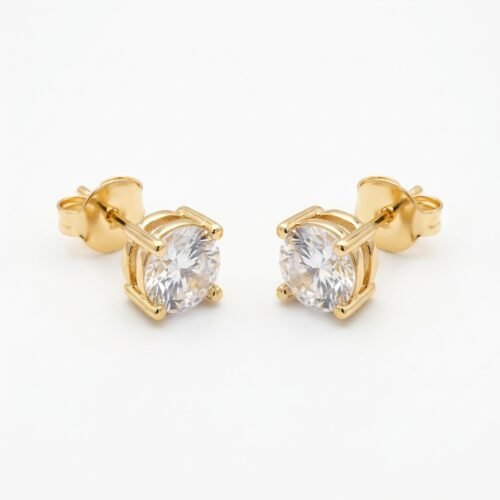 Brinco Luz Suprema 7mm com Zircônia em Ouro Quebec – Antialérgico com Tarraxa