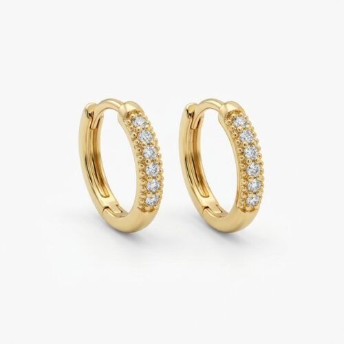 Brinco Argola Brilho Real 15mm com Microzircônias em Ouro Quebec – Fecho Click Antialérgico