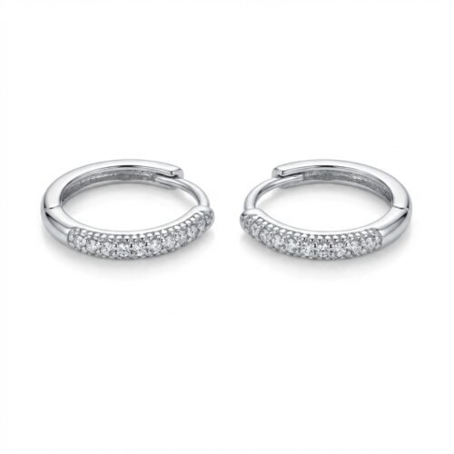 Brinco Argola Brilho Real 15mm com Microzircônias em Ródio Branco – Fecho Click Antialérgico