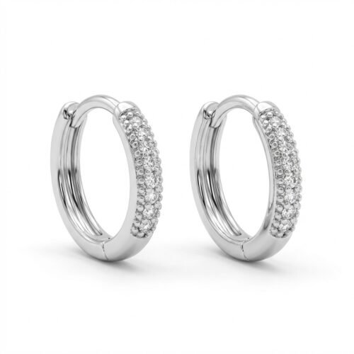 Brinco Argola Brilho Real 12mm com Microzircônias em Ródio Branco – Fecho Click Antialérgico