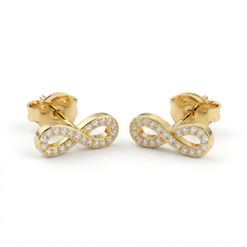 Brinco Infinito Lumina com Microzircônias em Ouro Quebec – Antialérgico com Tarraxa