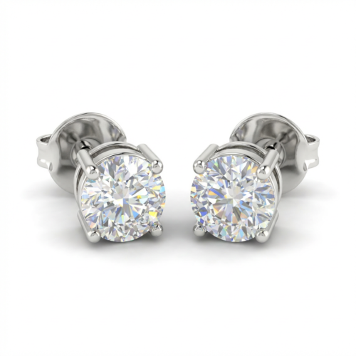 Brinco Luz Suprema 8mm com Zircônia em Ródio Branco – Antialérgico com Tarraxa