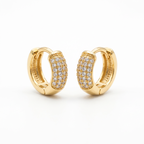 Brinco Argola Brilho Real Bold 10mm com Microzircônias em Ouro Quebec – Fecho Click Antialérgico