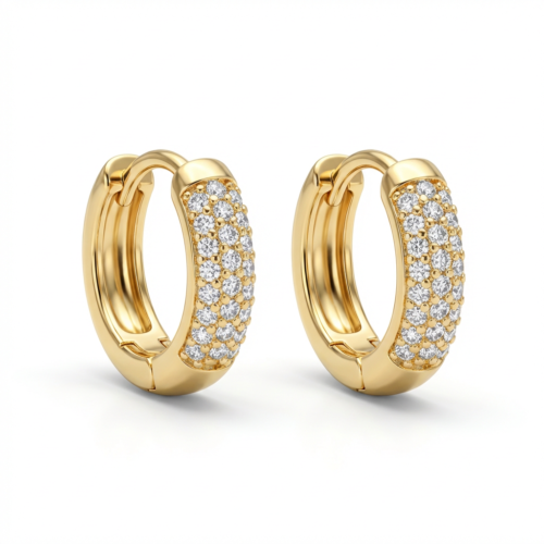 Brinco Argola Brilho Real Bold 15mm com Microzircônias em Ouro Quebec – Fecho Click Antialérgico