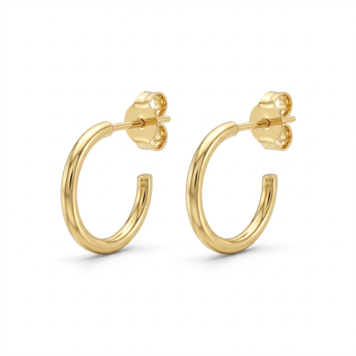 Brinco Argola Essenza em Ouro Quebec – Clássico Minimalista com Tarraxa Antialérgica