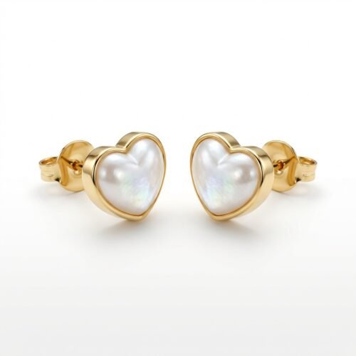 Brinco Coração de Pérola com Fecho Tarraxa em Ouro Quebec – Elegante, Antialérgico