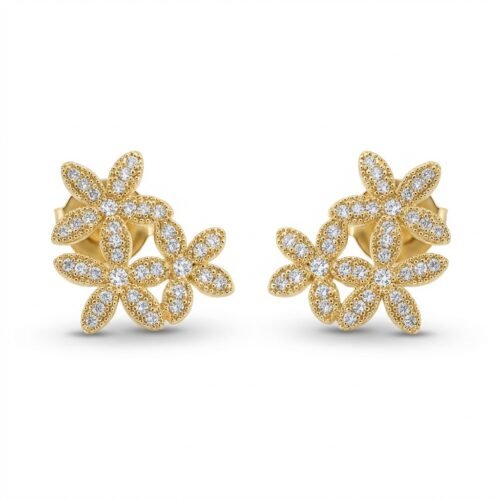 Brinco Flores de Luz com Zircônia em Ouro Quebec – Delicado, Antialérgico e Elegante