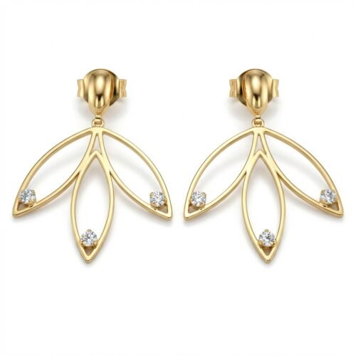 Brinco Pétalas de Luz com Zircônia em Ouro Quebec – Delicado, Antialérgico com Tarraxa