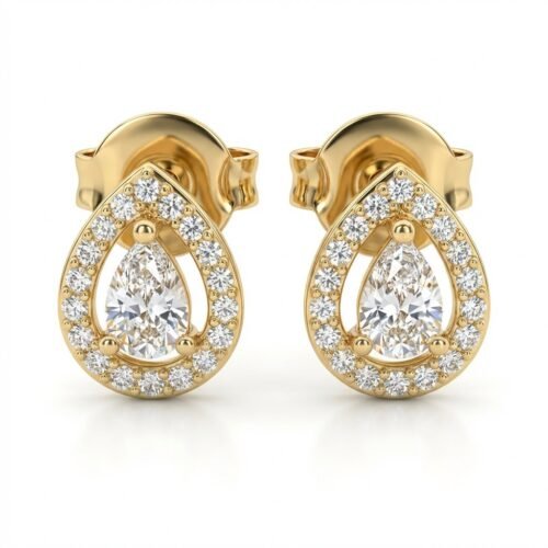 Brinco Gota de Luz com Zircônia em Ouro Quebec – Elegante, Antialérgico com Tarraxa