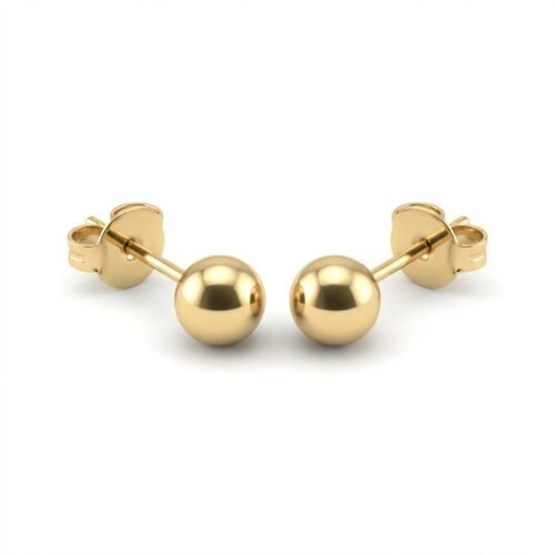 Brinco Ponto de Ouro 6mm – Esfera Polida em Ouro Quebec, Antialérgico com Tarraxa