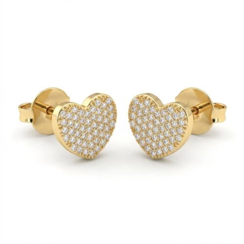 Brinco Coração Radiante com Microzircônias em Ouro Quebec – Antialérgico com Tarraxa