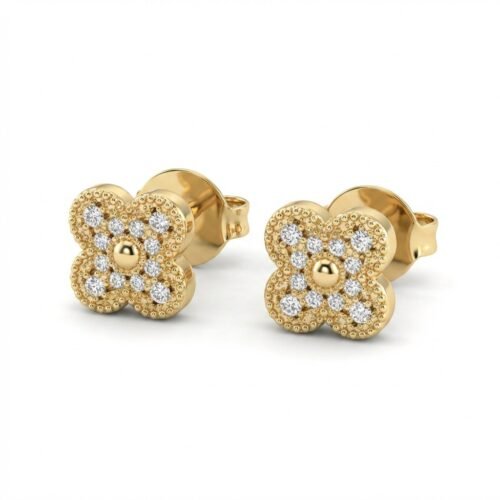 Brinco Flor Lumina 18k com Zircônias – Fecho Tarraxa, Hipoalergênico